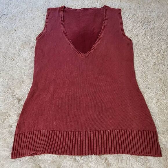 Men sleeveless v neck cable vest knit sweater M - Picture 6 of 6